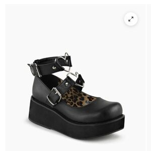 Demonia Sprite-02 Mary Jane Black Platform Buckle Shoes